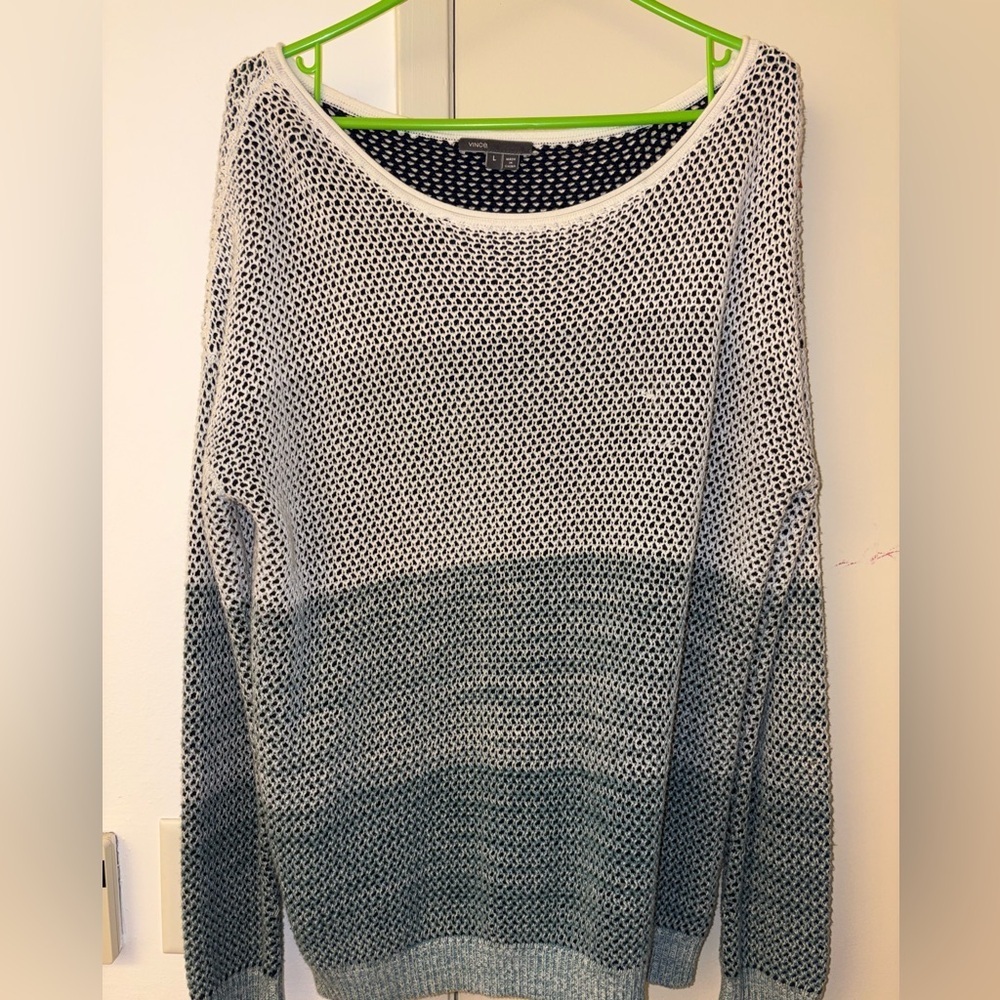 Vince women’s pullover crew neck sweater knit cotton size L two tone